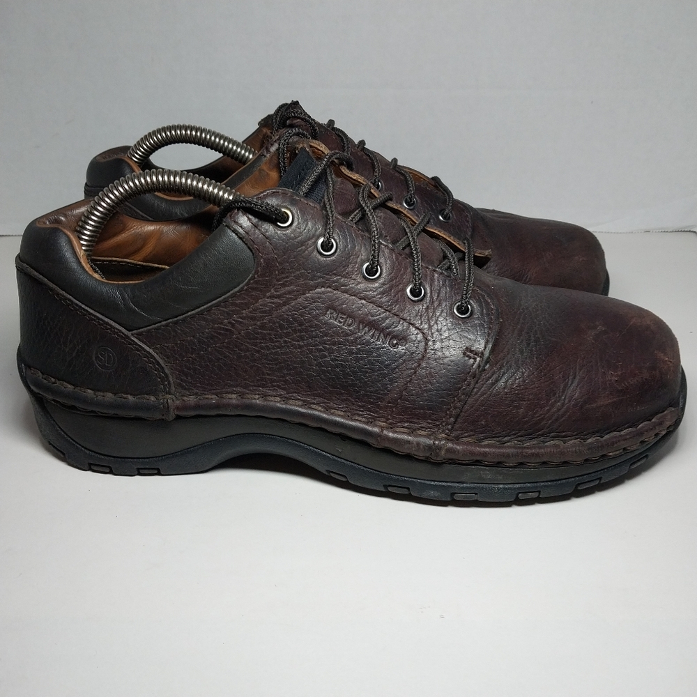 Red Wings Womens 8 Oxford Brown Leather Slip Resistant lace up steel toe shoes - Picture 4 of 16